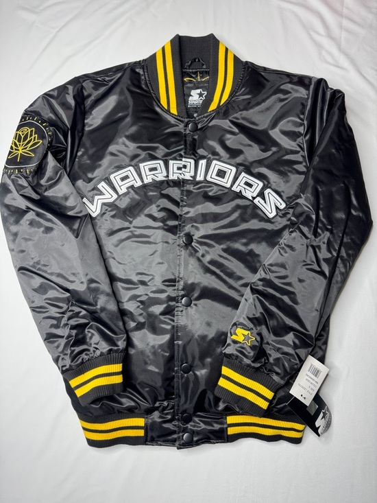 STARTER Other - Starter Black Label x Rakuten Warriors Satin Bomber Jacket Black Gold S NWT